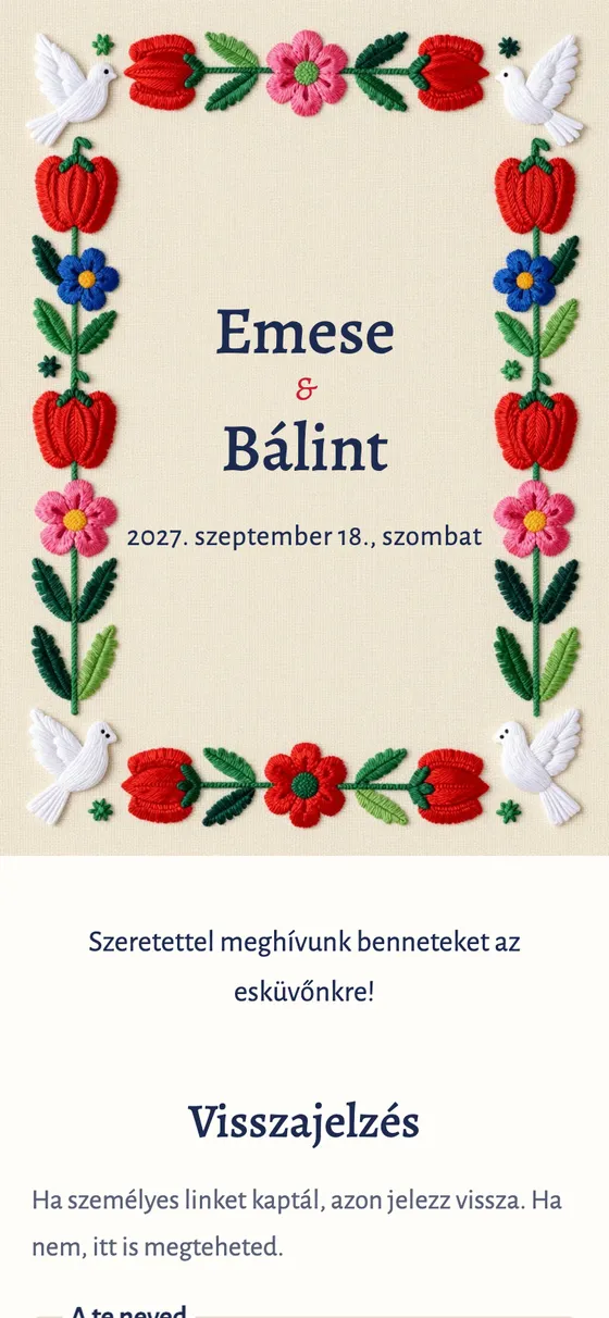 Egyedi grafika paprikával, tulipánnal és két galambbal, kalocsai hímzés stílusban